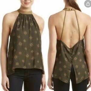 Free People Through the Night Green Sun Halter Top Size L